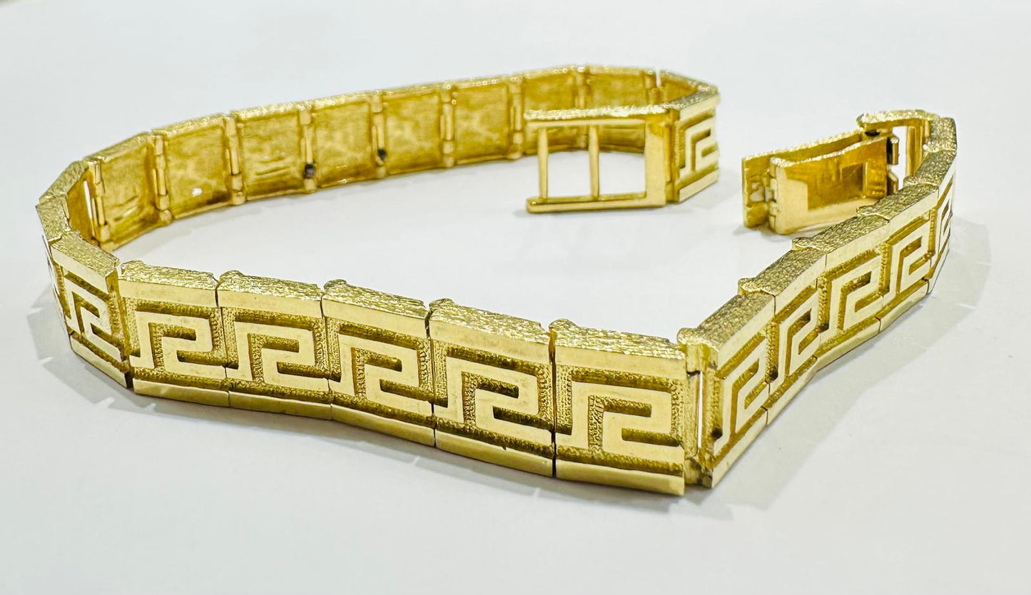 10K GOLD VERSACE LINK BRACELET- WEIGHT:  22.2gm   8"   9.55mm