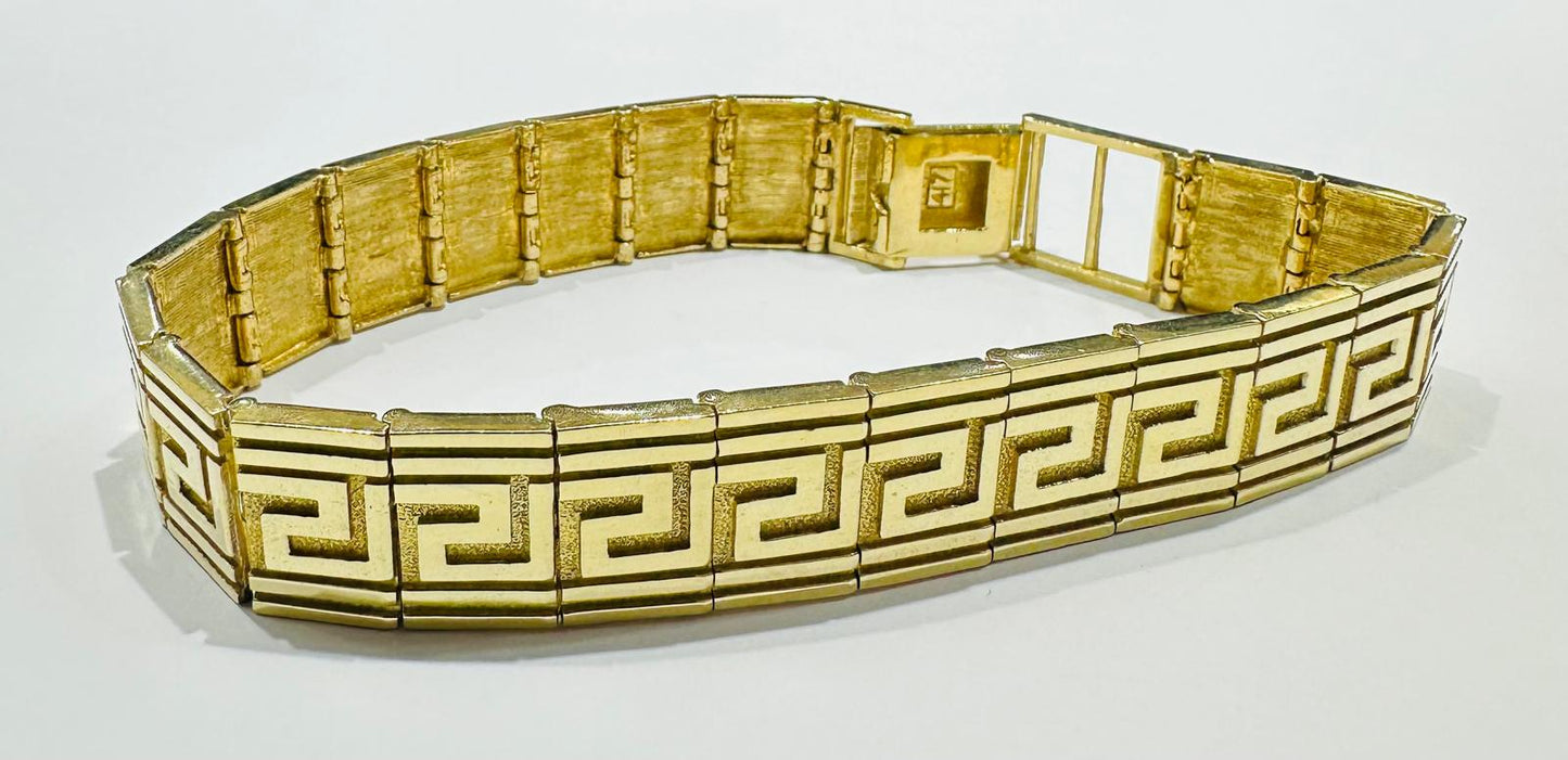 10K GOLD VERSACE LINK BRACELET- WEIGHT:  38.5gm   8.5"   13.50mm