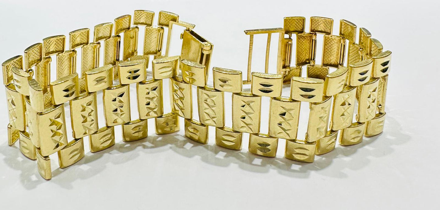 10K GOLD ROLEX LINK CHAIN BRACELET- WEIGHT:  21.2gm   8"   18.75mm