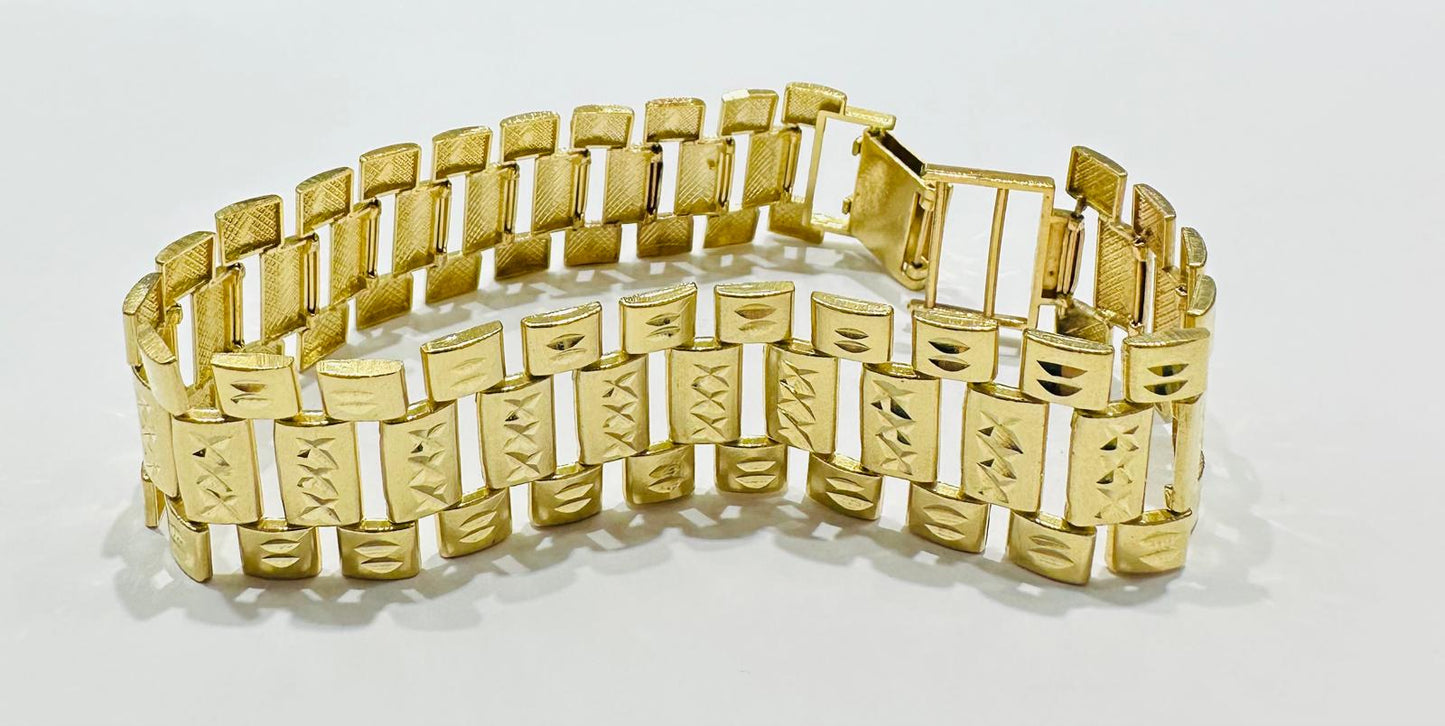 10K GOLD ROLEX LINK CHAIN BRACELET- WEIGHT:  21.2gm   8"   18.75mm