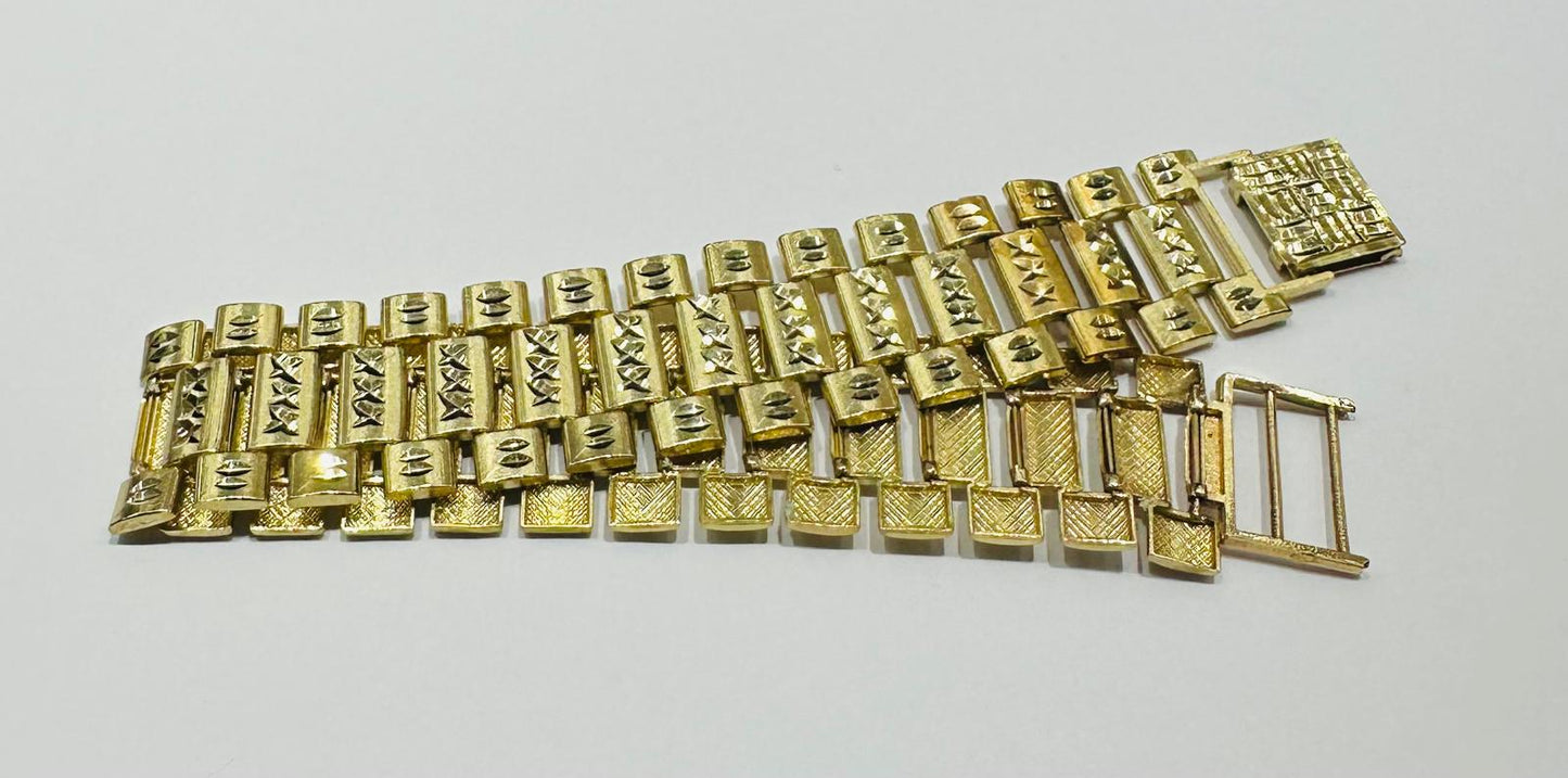 10K GOLD ROLEX LINK CHAIN BRACELET- WEIGHT:  21.2gm   8"   18.75mm