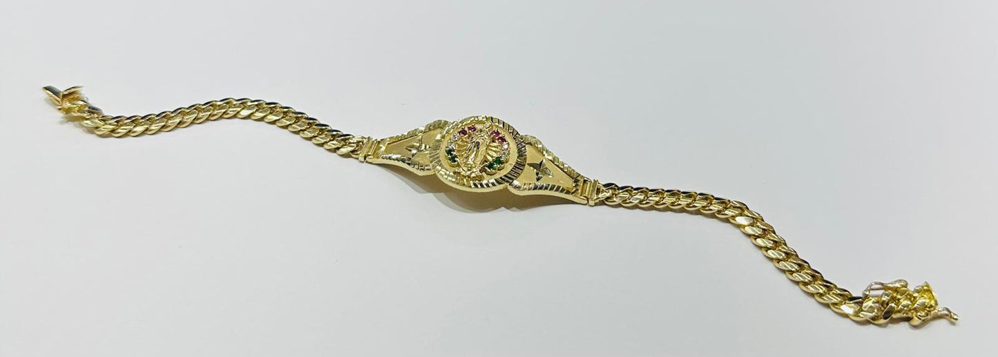 10K GOLD VIRGIN MARY CUBAN LINK BRACELET- WEIGHT:  19.3gm   8"
