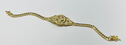 10K GOLD VIRGIN MARY CUBAN LINK BRACELET- WEIGHT:  19.3gm   8"