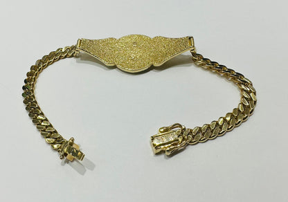10K GOLD VIRGIN MARY CUBAN LINK BRACELET- WEIGHT:  19.3gm   8"