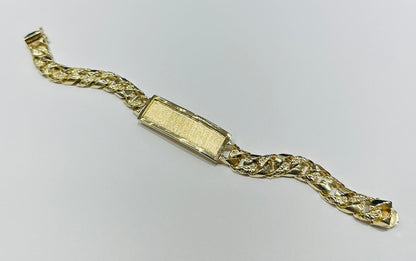 10K GOLD DIAMOND CUT CUBAN LINK ID BRACELET- WEIGHT:  58.5gm   9"   10.75mm