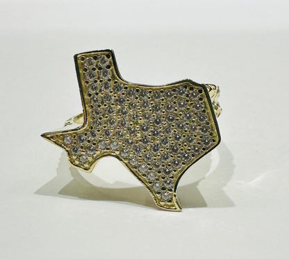 10K GOLD TEXAS RING WITH CZ STONES- WEIGHT:  5.0gm