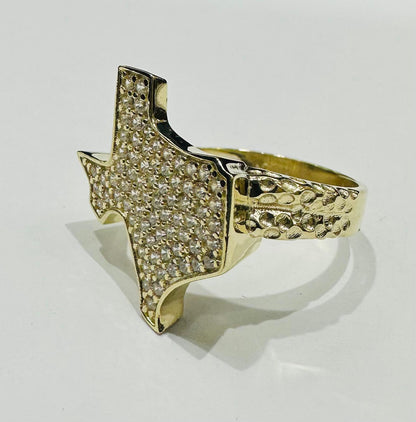 10K GOLD TEXAS RING WITH CZ STONES- WEIGHT:  5.0gm