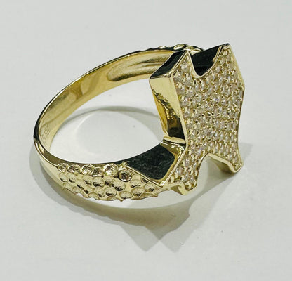 10K GOLD TEXAS RING WITH CZ STONES- WEIGHT:  5.0gm