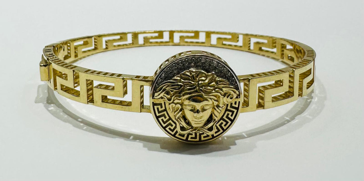 10K GOLD GREEK KEY MEDUSA HEAD BRACELET- WEIGHT:  11.6gm