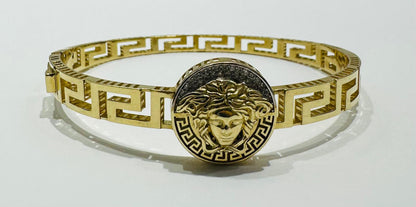 10K GOLD GREEK KEY MEDUSA HEAD BRACELET- WEIGHT:  11.6gm