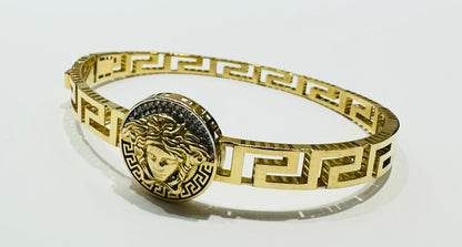10K GOLD GREEK KEY MEDUSA HEAD BRACELET- WEIGHT:  11.6gm