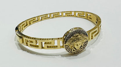 10K GOLD GREEK KEY MEDUSA HEAD BRACELET- WEIGHT:  11.6gm