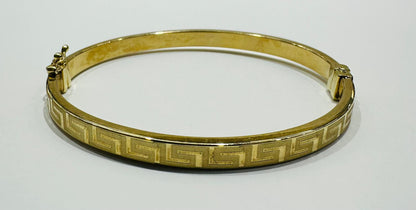 10K GOLD GREEK KEY DESIGN BANGLE BRACELET- WEIGHT:  6.8gm