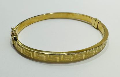 10K GOLD GREEK KEY DESIGN BANGLE BRACELET- WEIGHT:  6.8gm