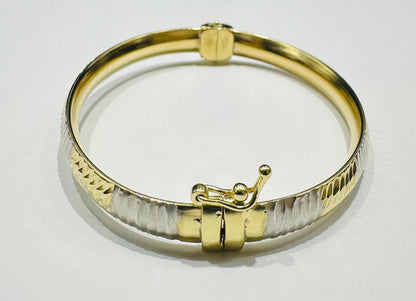 10K GOLD TWO TONED BANGLE BRACELET- WEIGHT:  6.3gm