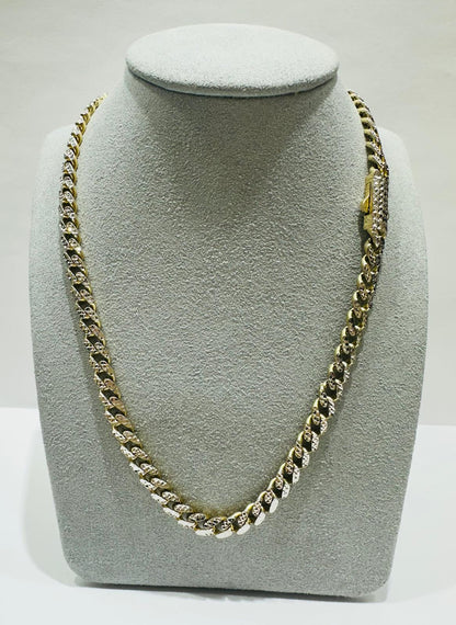 10K GOLD DIAMOND CUT MONACO LINK CHAIN- WEIGHT:  23.5gm   22"   5.55mm