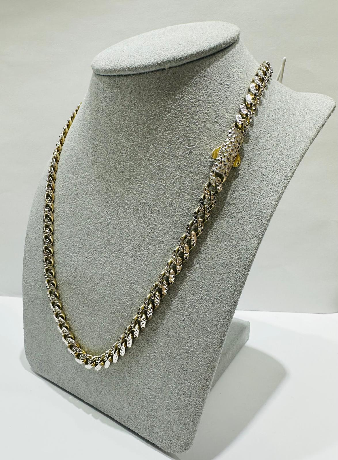 10K GOLD DIAMOND CUT MONACO LINK CHAIN- WEIGHT:  23.5gm   22"   5.55mm