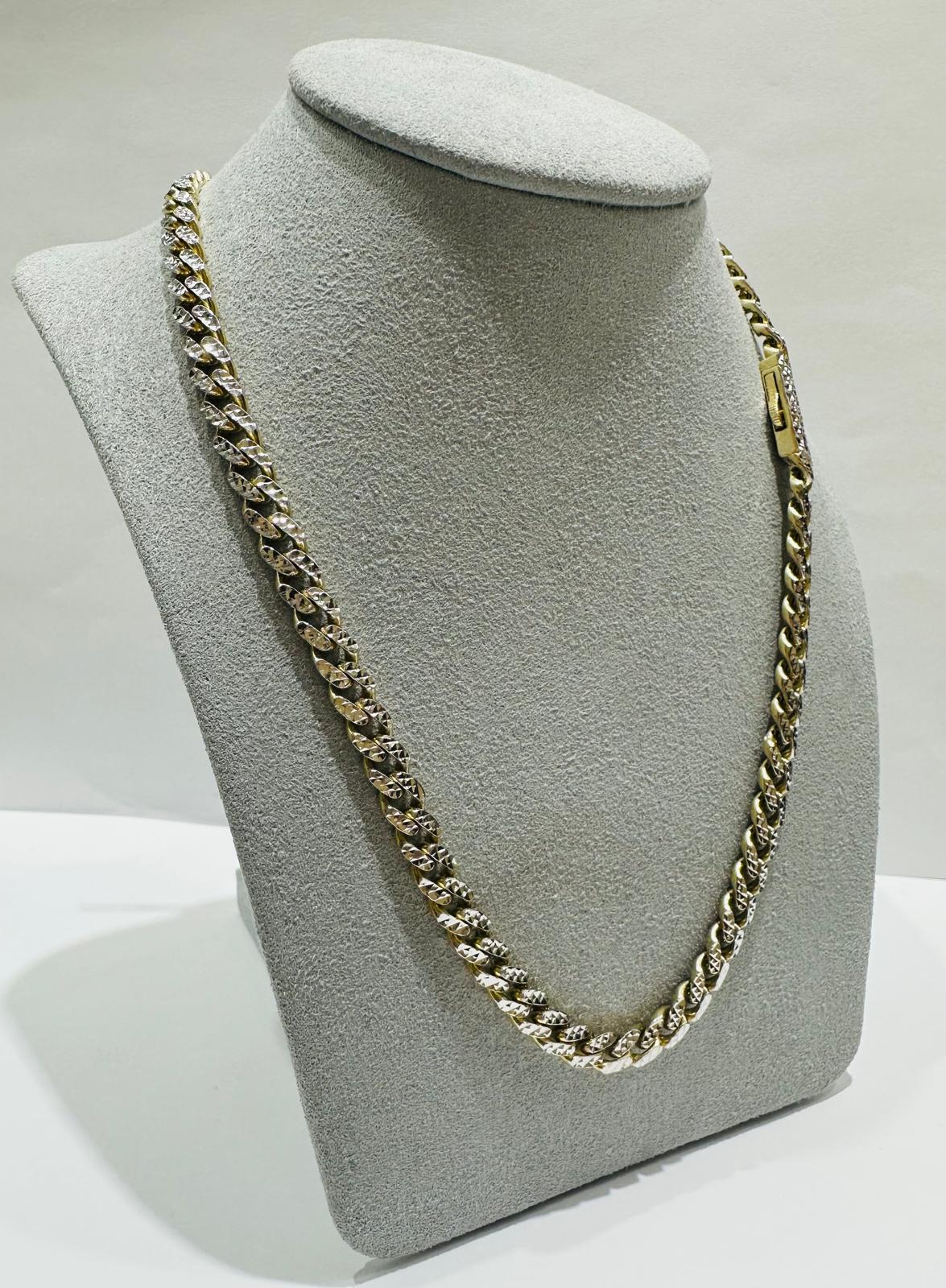 10K GOLD DIAMOND CUT MONACO LINK CHAIN- WEIGHT:  23.5gm   22"   5.55mm