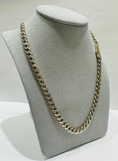 10K GOLD DIAMOND CUT MONACO LINK CHAIN- WEIGHT:  23.5gm   22"   5.55mm
