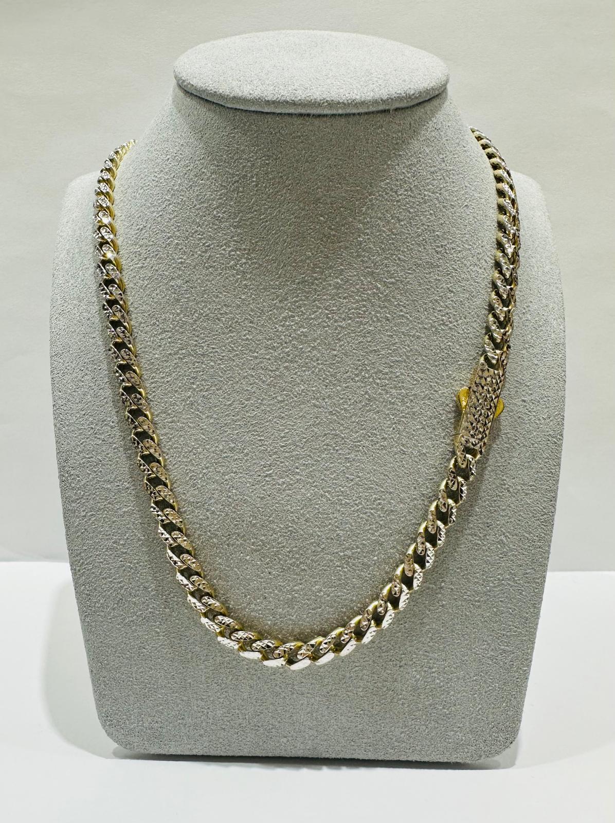 10K GOLD DIAMOND CUT MONACO LINK CHAIN- WEIGHT:  23.8gm   22"   5.50mm
