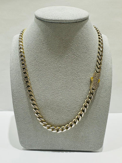 10K GOLD DIAMOND CUT MONACO LINK CHAIN- WEIGHT:  23.8gm   22"   5.50mm