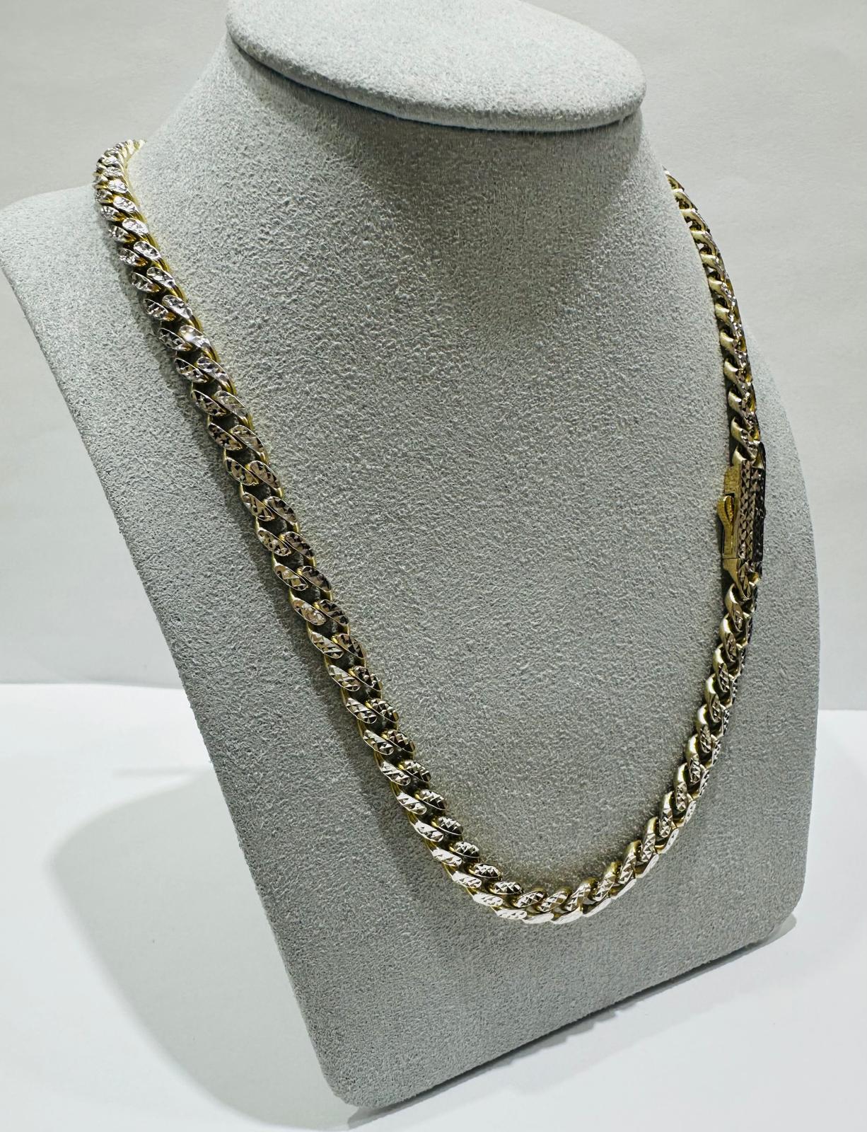 10K GOLD DIAMOND CUT MONACO LINK CHAIN- WEIGHT:  23.8gm   22"   5.50mm
