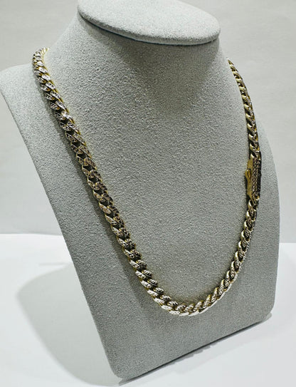 10K GOLD DIAMOND CUT MONACO LINK CHAIN- WEIGHT:  23.8gm   22"   5.50mm