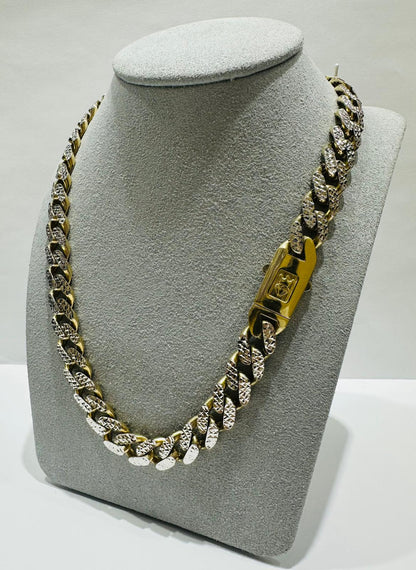 10K GOLD DIAMOND CUT MONACO LINK CHAIN- WEIGHT:  34gm   20"   9.85mm