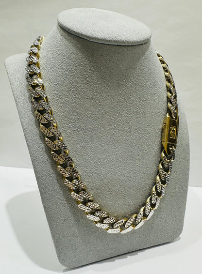 10K GOLD DIAMOND CUT MONACO LINK CHAIN- WEIGHT:  34gm   20"   9.85mm