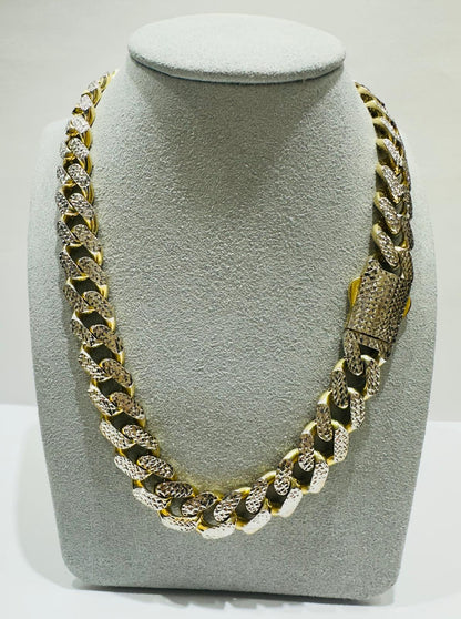 10K GOLD DIAMOND CUT MONACO LINK CHAIN- WEIGHT:  45.5gm   22"   12.10mm