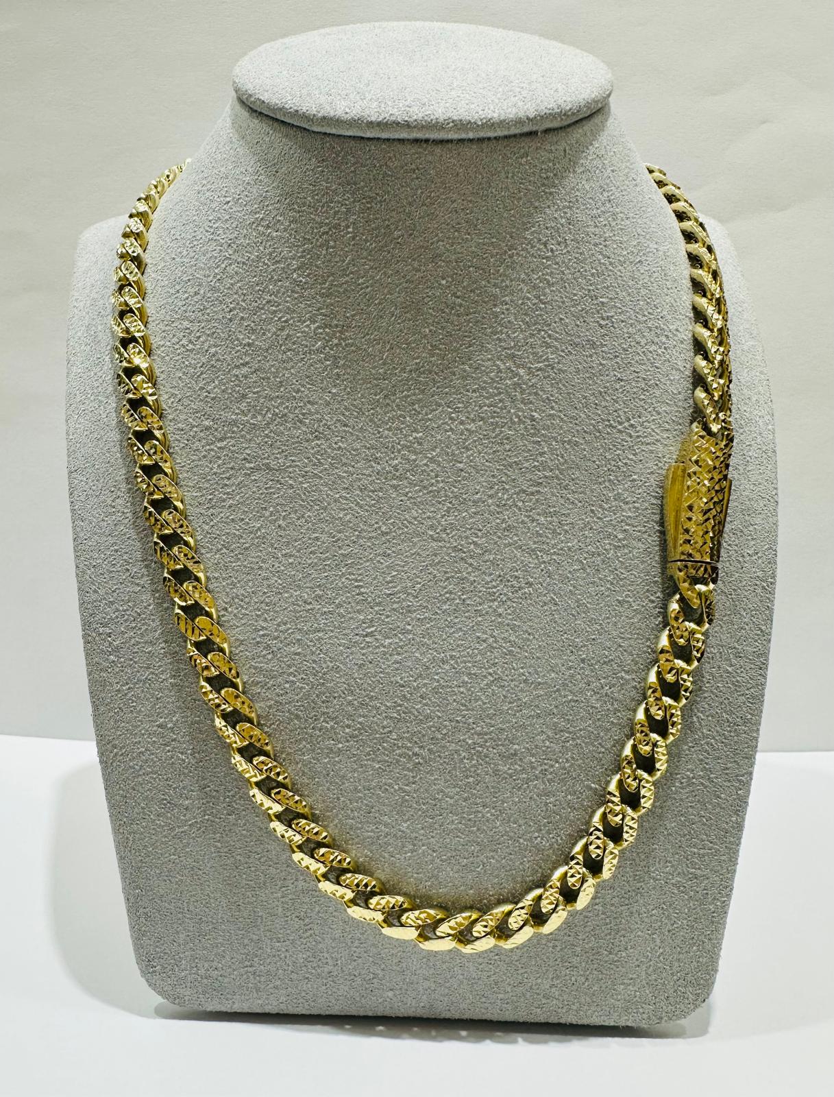10K GOLD MONACO LINK DIAMOND CUT CHAIN- WEIGHT:  29.8gm   26"   6.50mm