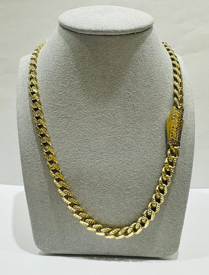 10K GOLD MONACO LINK DIAMOND CUT CHAIN- WEIGHT:  29.8gm   26"   6.50mm