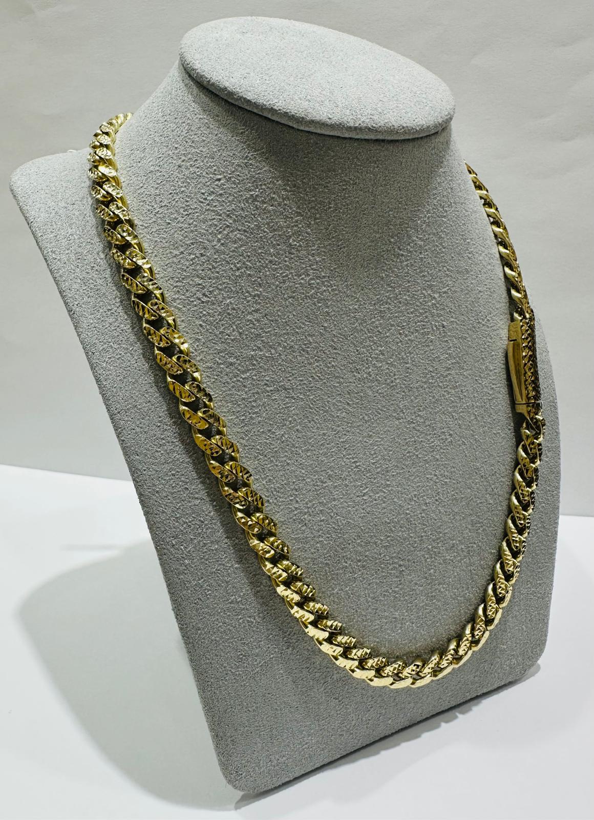 10K GOLD MONACO LINK DIAMOND CUT CHAIN- WEIGHT:  29.8gm   26"   6.50mm