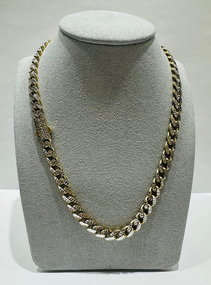 10K GOLD DIAMOND CUT MONACO LINK CHAIN- WEIGHT:  17.2gm   16"   6.45mm