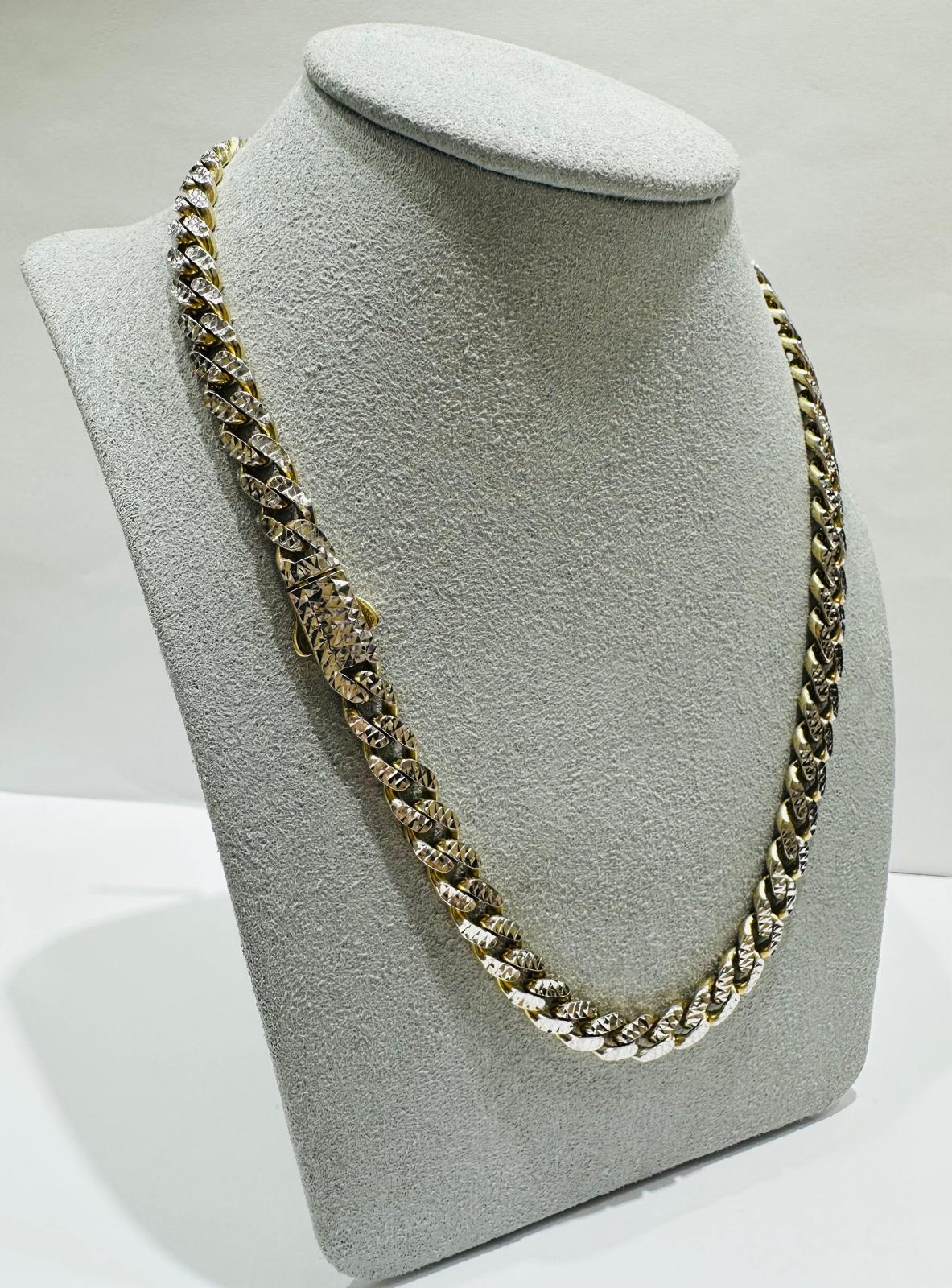 10K GOLD DIAMOND CUT MONACO LINK CHAIN- WEIGHT:  17.2gm   16"   6.45mm