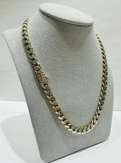 10K GOLD DIAMOND CUT MONACO LINK CHAIN- WEIGHT:  17.2gm   16"   6.45mm