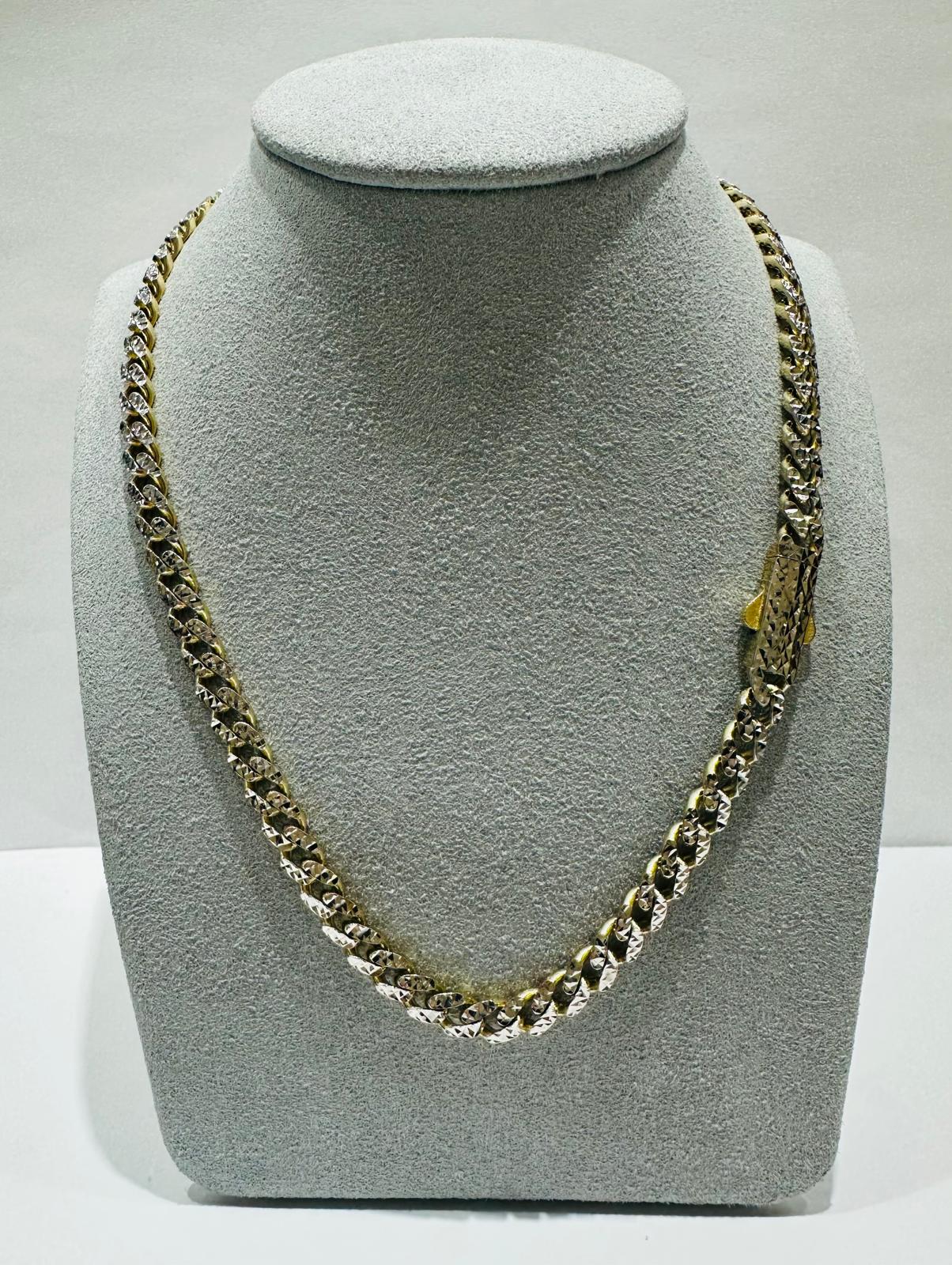 10K GOLD DIAMOND CUT MONACO LINK CHAIN- WEIGHT:  20.2gm   20"   5.40mm