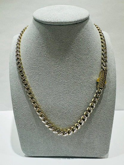 10K GOLD DIAMOND CUT MONACO LINK CHAIN- WEIGHT:  20.2gm   20"   5.40mm
