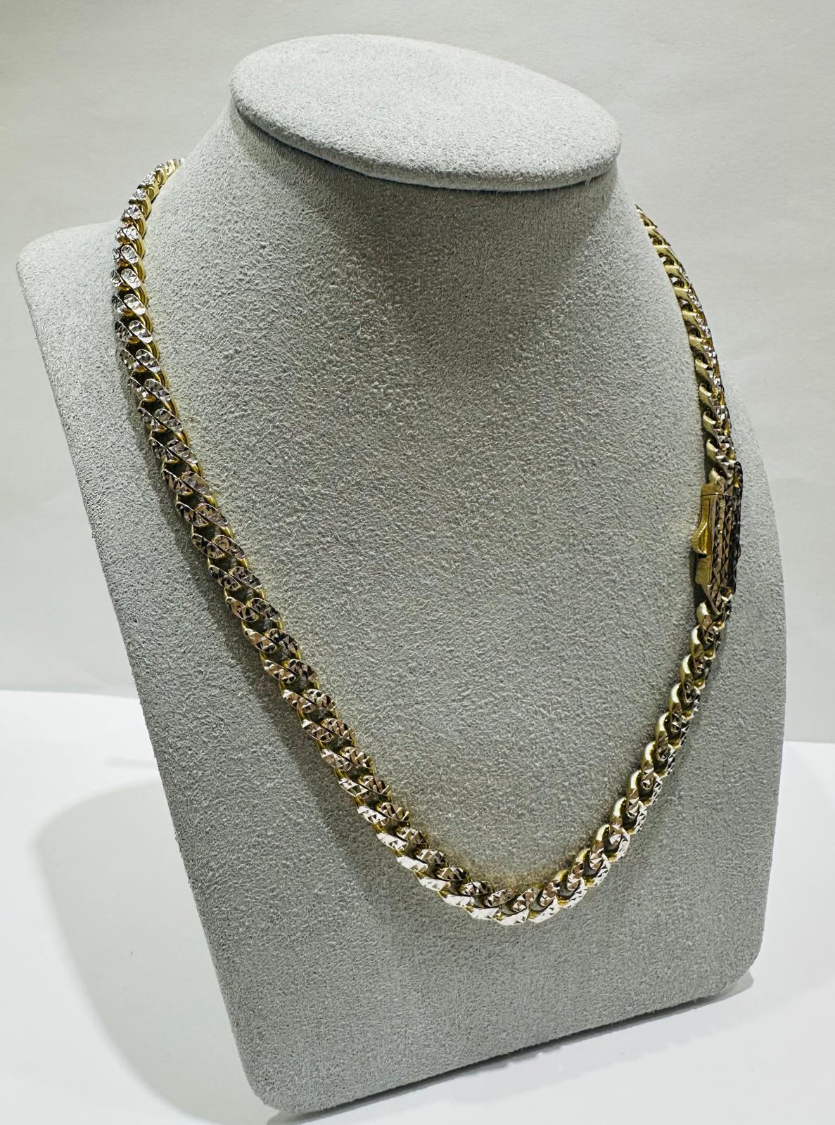 10K GOLD DIAMOND CUT MONACO LINK CHAIN- WEIGHT:  20.2gm   20"   5.40mm