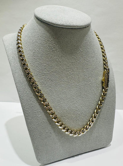 10K GOLD DIAMOND CUT MONACO LINK CHAIN- WEIGHT:  20.2gm   20"   5.40mm