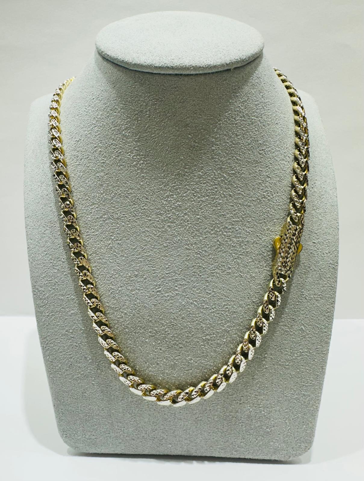 10K GOLD DIAMOND CUT MONACO LINK CHAIN- WEIGHT:  23.8gm   22"   5.50mm