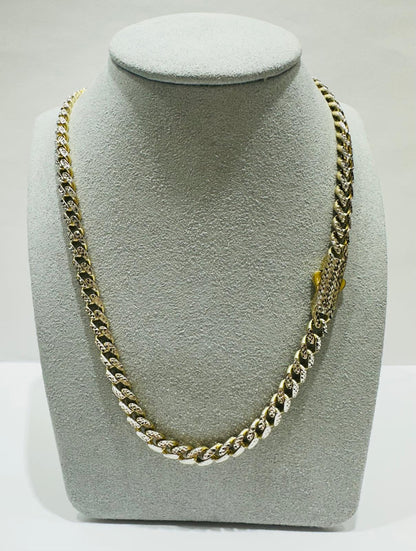 10K GOLD DIAMOND CUT MONACO LINK CHAIN- WEIGHT:  23.8gm   22"   5.50mm