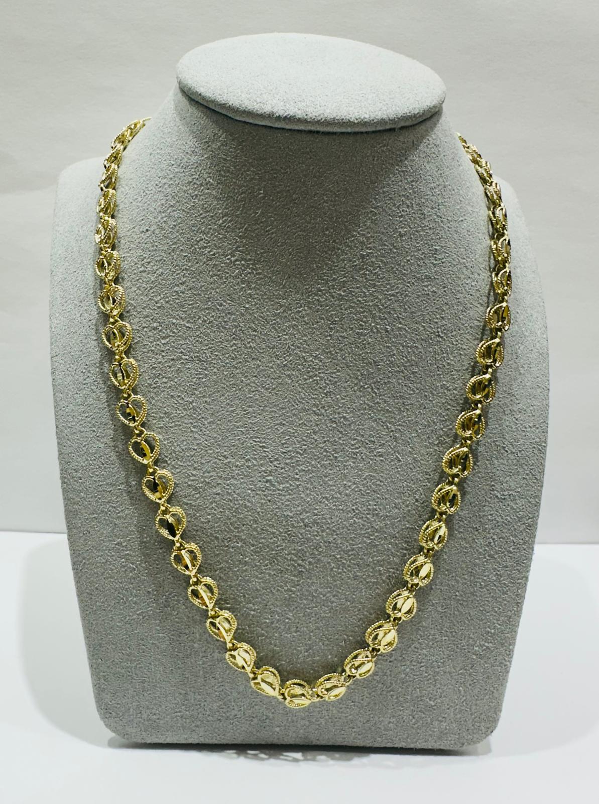10K GOLD HEART LINK CHAIN- WEIGHT:  14.6gm   22"   4.55mm
