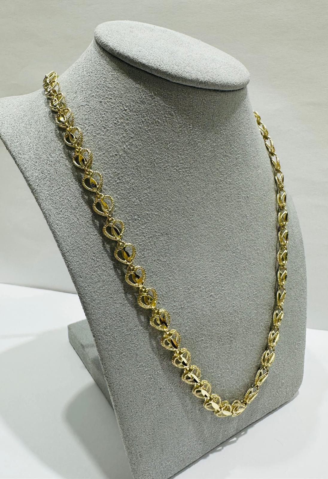 10K GOLD HEART LINK CHAIN- WEIGHT:  19.2gm   20"   6.55mm