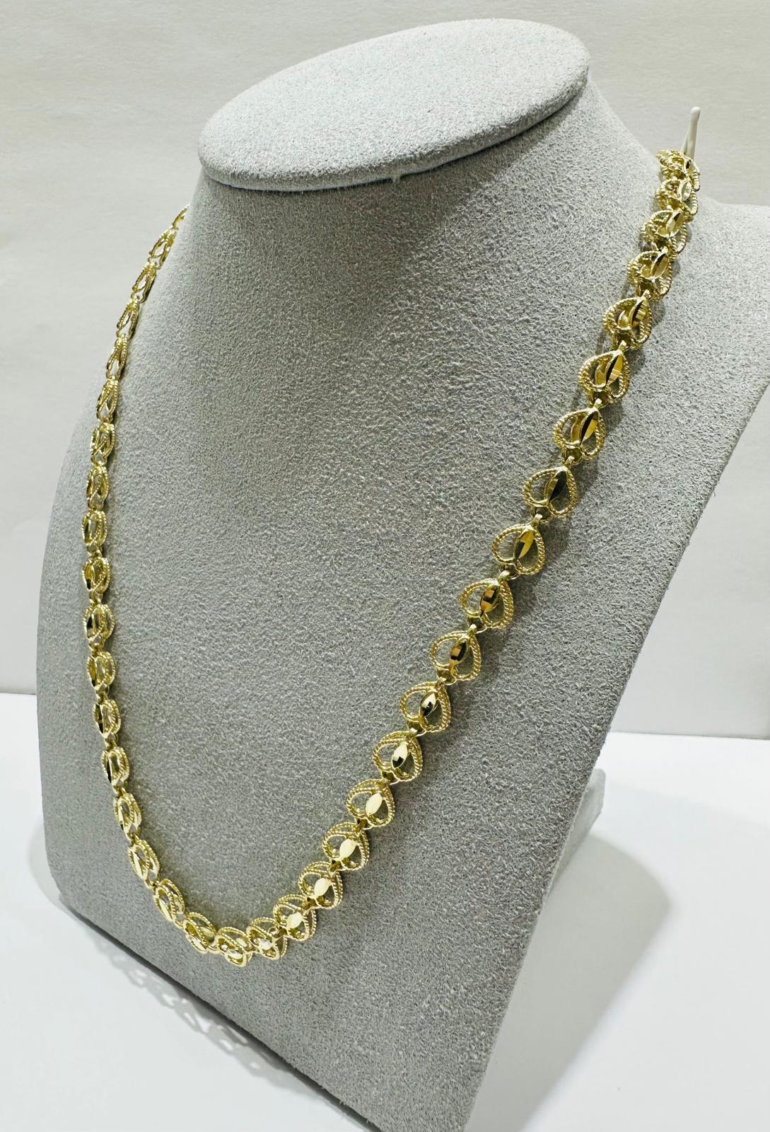 10K GOLD HEART LINK CHAIN- WEIGHT:  19.2gm   20"   6.55mm