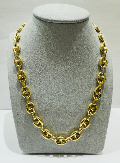 10K GOLD MARINER PUFF LINK CHAIN- WEIGHT:  27.1gm   24"   9.25mm