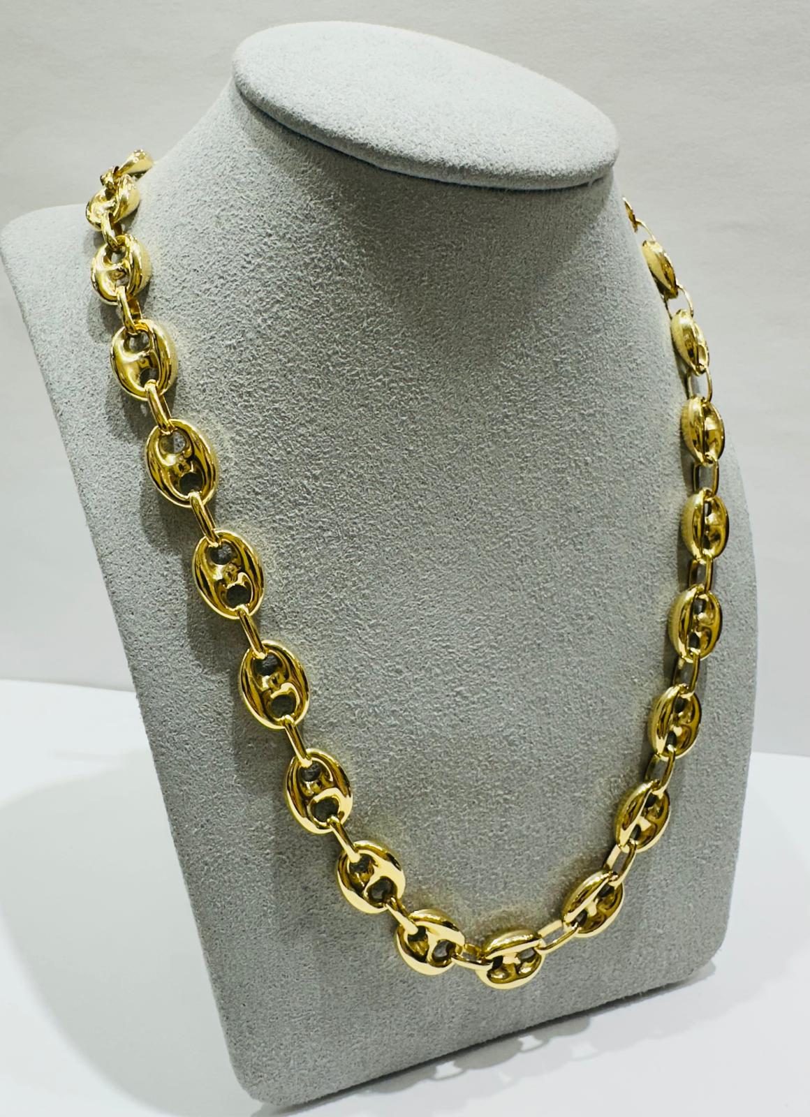 10K GOLD MARINER PUFF LINK CHAIN- WEIGHT:  27.1gm   24"   9.25mm