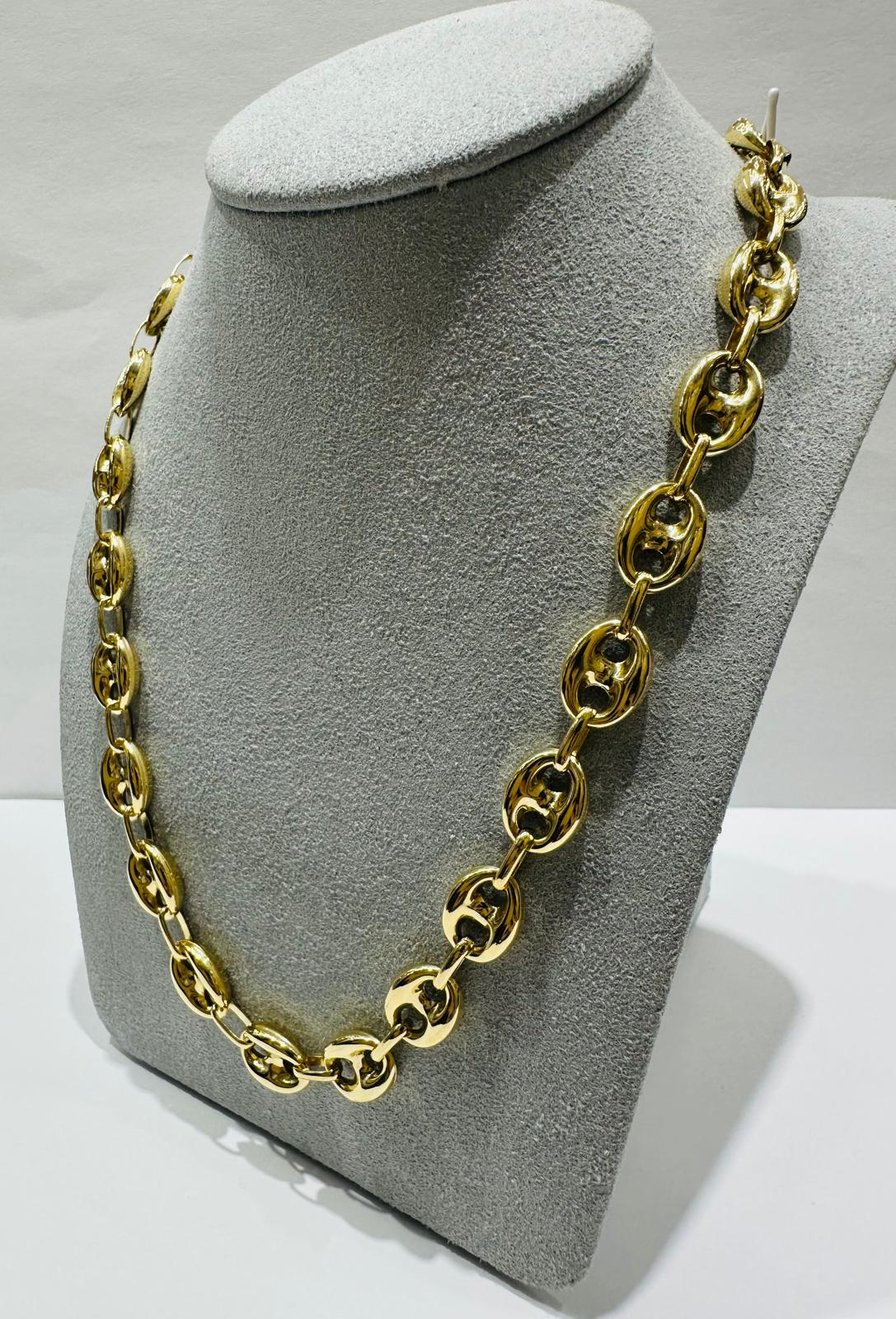 10K GOLD MARINER PUFF LINK CHAIN- WEIGHT:  27.1gm   24"   9.25mm