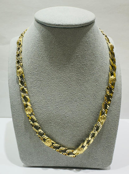 10K GOLD CUBAN VERSACE CURB LINK CHAIN- WEIGHT:  30.0gm    22"    6.99mm
