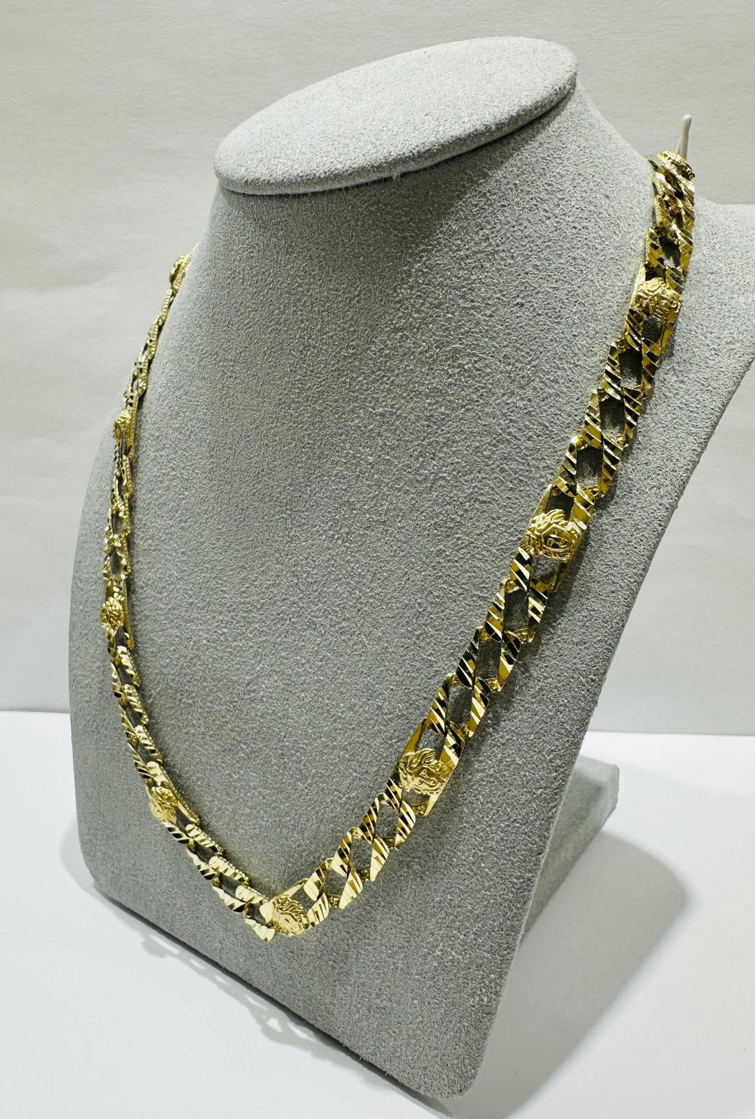 10K GOLD CUBAN VERSACE CURB LINK CHAIN- WEIGHT:  30.0gm    22"    6.99mm